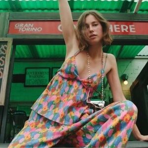 ZARA Floral Strappy Tiered 70’s Daisy Print Babydoll Set Size Large